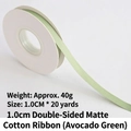 Avocado green 1cm matte cotton ribbon roll for gift wrapping and floral bouquets - Double-sided Matte Cotton / 1.0cm Wide * 20 Yards / Avocado Green