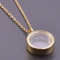 Gouden roestvrijstalen ronde medaillon hanger met glasvenster en verstelbare ketting - Binnendiameter 15mm / Goud