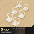Set of 6 cream white stainless steel wall hooks for basin storage in the bathroom - Set of 6 / Cream