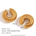 Polished 18K gold-plated stainless steel teardrop earrings in a large 29.8mm hollow design - One Size / 30mm Hollow Threaded Ear Clip / Gold