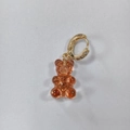 Gummy bear earring in amber resin with gold hoop and tiny sparkling crystals - Back Starry Orange