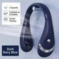 Opvouwbare nekventilator donkerblauw met digitaal display en drie standen - Engelse versie / Diep Azuurblauw/Digitaal Display