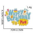 Vue détaillée de la taille de l'écusson brodé Happy Birthday avec chapeau et gâteau - Patch de Fête 10# (Célébration d'Anniversaire)