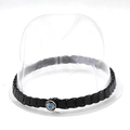 Detail of black braided hat band with vintage silver buckle and turquoise stone - 36 Black with Turquoise Buckle