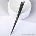 Handcrafted 18cm black ebony hair stick with silver geometric pattern for Hanfu - Ebony - C01