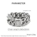 Vintage Cuban link stainless steel bracelet with oxidized finish and square buckle - Bracelet Type B Only / Bracelet Only