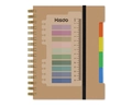 Detail of spiral notebook showing colorful movable dividers and integrated 14cm ruler - Brown
