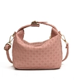 Pink woven texture hobo handbag with golden hardware and adjustable shoulder strap - Pink
