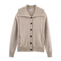 Cardigan in maglia avena da donna con revers ampi e dettagli strutturati a treccia - S / Albicocca