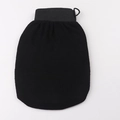 Exfoliating Moroccan bath glove in black textured fabric with elastic wrist and hanging loop - Standard Black