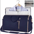 Navy blue foldable suit travel bag with purple jacket and adjustable shoulder strap - With Toiletry Bag / Dark Blue