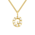 Elegant golden stainless steel necklace featuring a pearl-inlaid letter G initial pendant design - Letter G / Gold