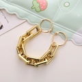 Detail of chunky gold metal chain charm with circular spring clasps for DIY clog shoes - Gold Thick Acrylic Block Chain