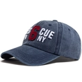 Vintage blue washed cotton baseball cap with 6 CUE NY 3D embroidery and curved brim - Adjustable / Navy Blue