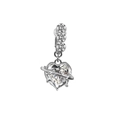 Vue détaillée du pendentif cœur argenté avec cristaux scintillants et design d'épines - Cœur Épine Grand Zircon