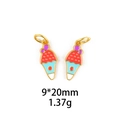 Golden ice cream cone pendant with colorful enamel for DIY jewelry making 9x20mm - No.9 Large Cone