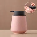 Pink ceramic soap dispenser with black speckles and matte grey pump for bathroom - Straight / Pink with Grey Pump