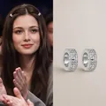 Sparkling zircon round hair clips in silver finish for women, elegant pair of hair pins - Single Piece / Silver