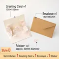 3D floral pop-up greeting card set with kraft envelope and decorative sticker - Style B - Peach Blossom