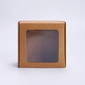 Square kraft paper packaging box with clear window for small gift and jewelry display - 350g Kraft Paper Box (With Window)