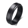 Minimalist black stainless steel spinner ring with matte finish and grooved texture detail - US 6 / 6MM Black Smooth