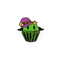 Creative Halloween green cupcake enamel pin with witch hat and bat wings design - Green Monster Bat Cupcake Style (XZ3061-4)