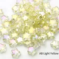 Star shaped iridescent pale yellow beads for handmade jewelry making and DIY crafts - 8mm 10Pcs/Bag / Electroplated Light Yellow
