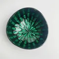 Natural coconut shell bowl with green mosaic tile inlay for home decor and storage - Dark Green Bamboo Joint Style