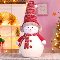 Extra large 120cm Christmas snowman plush doll with striped hat and grey earmuffs - Earmuff Snowman - 115 (Height 120cm)