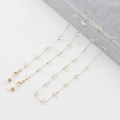 Golden eyeglass chain featuring translucent white stones and non-slip silicone loops - White Crushed Stone / White (01)