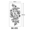 Monochrome peony sketch flower tattoo sticker 190x96mm black and white floral design - BK-095 / 96*190mm