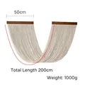 Bohemian gradient fringe wall hanging with 50cm wooden rods and 200cm tassels - White