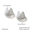 Orecchini a lobo a ventaglio in acciaio inox argento, 22,5 mm con dettagli peso - Stile a Ventaglio Irregolare (YYE025166-P) / Argento