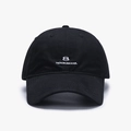 Black washed cotton baseball cap featuring white 8-letter embroidery and adjustable strap - Adjustable / Black (25A290)