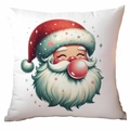 Witte vierkante kussensloop met Kerstman die een kauwgombel blaast, decoratieve hoes - Stijl 3 / 45*45cm/Zonder Vulling