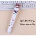 Multicolor click ballpoint pen featuring a cute brown 3D bear topper on a white barrel - White Barrel Bear