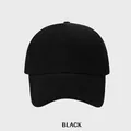 Classic black six-panel baseball cap in high-density cotton canvas with curved brim - Black