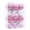 Set of 20 pink Christmas tree ornaments with varied textures in a clear display box - 6cm / Set of 24 / Pink