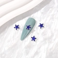 Pentagram nail charm with silver base and deep blue rhinestones on a white background - Silver Royal Blue Zirconia