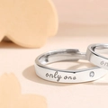 Silver 925 open ring variant with single zircon and only one engraved text - Adjustable Open / The Only You Couple Ring Male