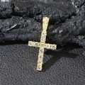 Hip hop gold cross pendant necklace with sparkling diamonds on a dark textured background - Gold Single Cross
