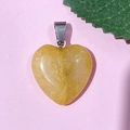 Pendentif cœur en cristal naturel jaune 20mm avec fermoir argenté pour collier artisanal - 42-Jade Jaune