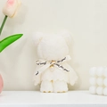 White coral fleece towel bear with Just For You ribbon and pearl in gift setting - Off-white Bear / 30*30 (with Balls And Pearls)