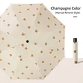 Champagne manual reverse umbrella featuring cute cartoon koala prints and UV protection - Manual Reverse / Sycamore Beige Coffee Bear