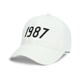 Weiße Baumwoll-Baseballkappe mit schwarzer 1987-Stickerei im Retro-Streetwear-Stil - Verstellbar / Weiß