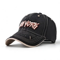 Vintage cotton baseball cap with New York 3D embroidery and distressed brim details - Adjustable / Black