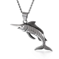 Poliertes Edelstahl-Schwertfisch-Anhänger mit einer gedrehten Seilkette für Damen - Fächerfisch-Anhänger mit Kordelkette (KN228839-Z)
