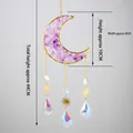 Purple amethyst crystal moon suncatcher with dimensions 44cm total length and 10cm moon - Amethyst Flower Suncatcher