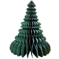 Sapin de Noël en papier alvéolé vert foncé avec des bordures dorées scintillantes - A01-01 Sapin de Noël 32 cm - vert
