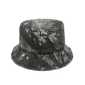 Detailed close-up of a washed camo bucket hat with realistic dry leaf pattern - M (56-58cm) / Tree Branch Camouflage